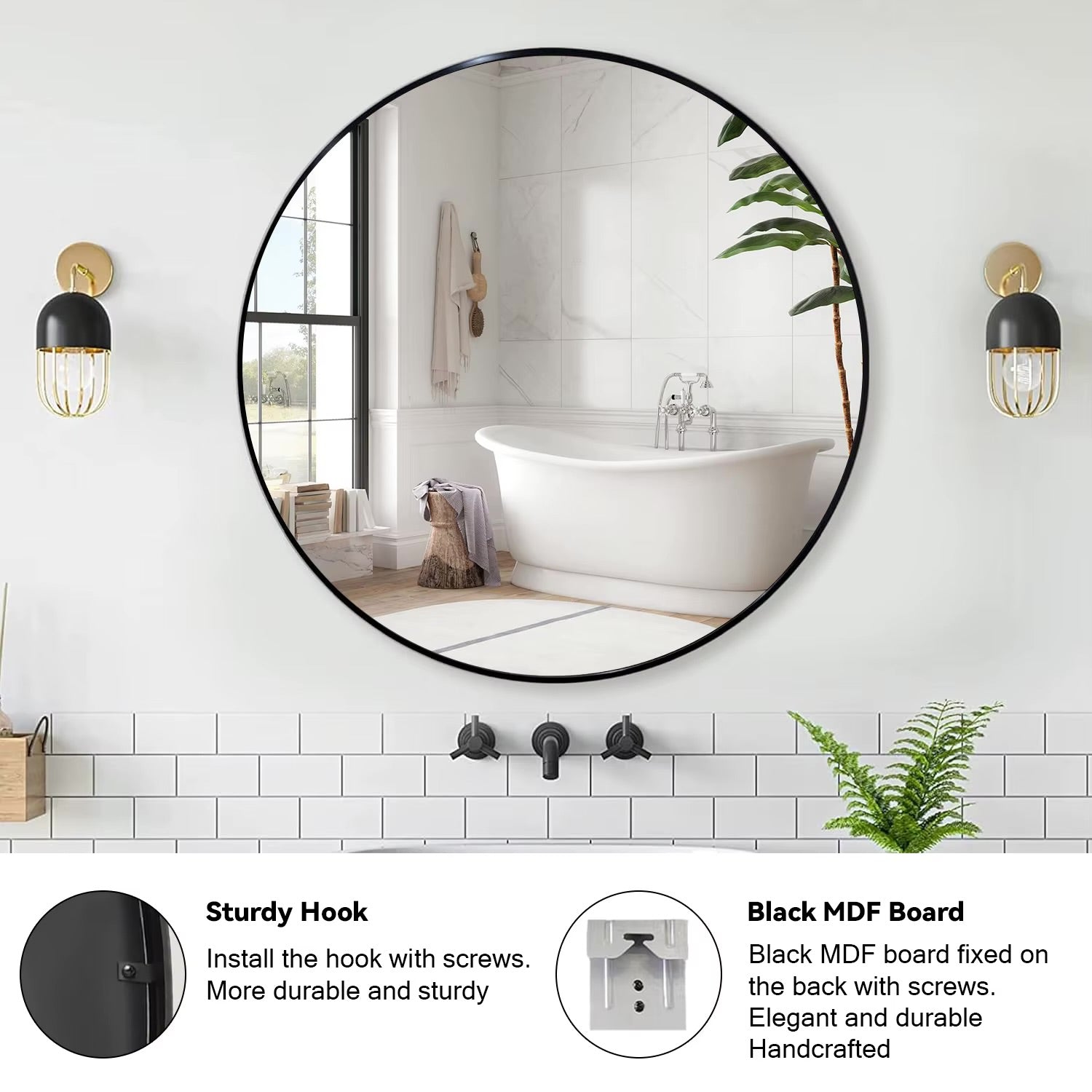 Black Round Wall Mirror