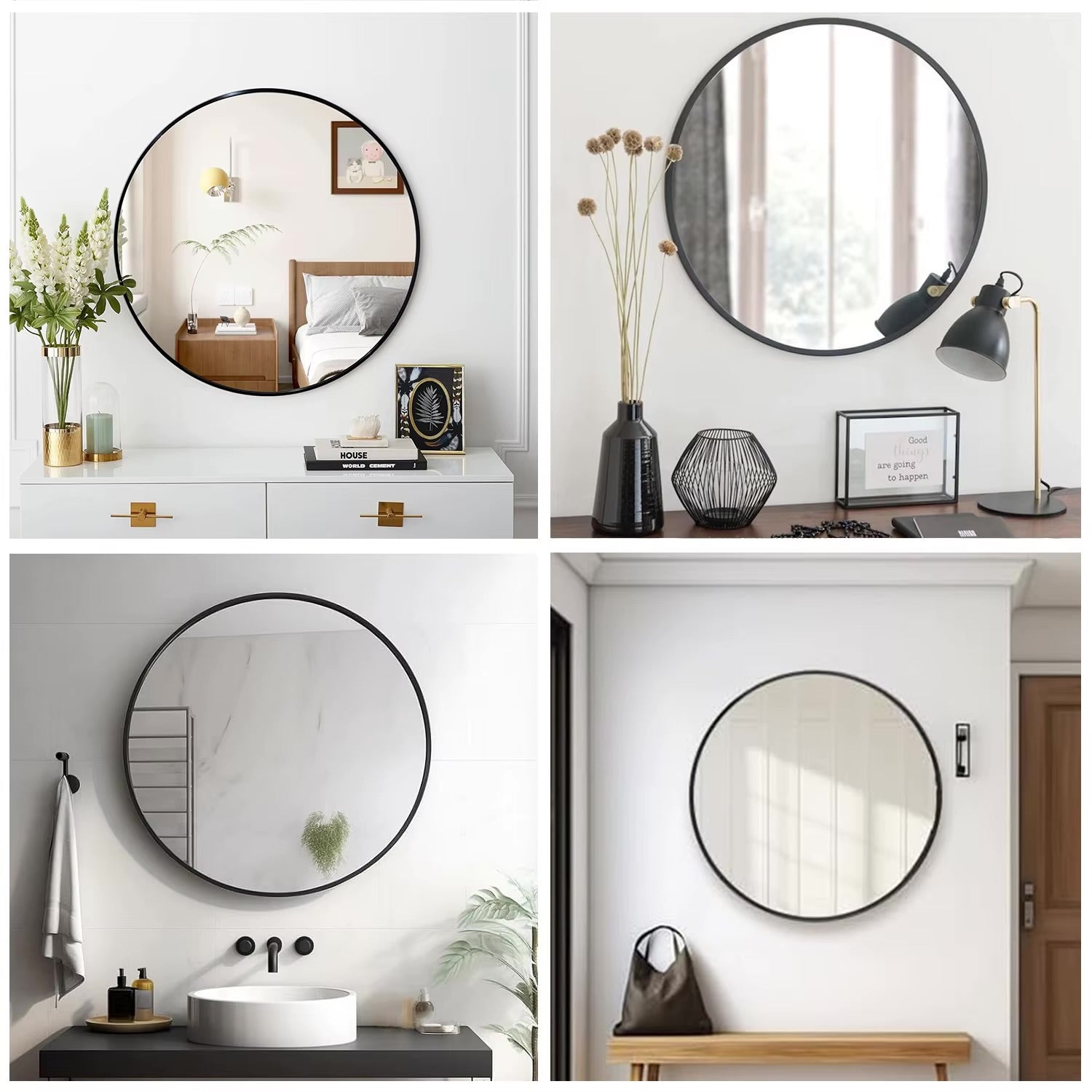 Black Round Wall Mirror