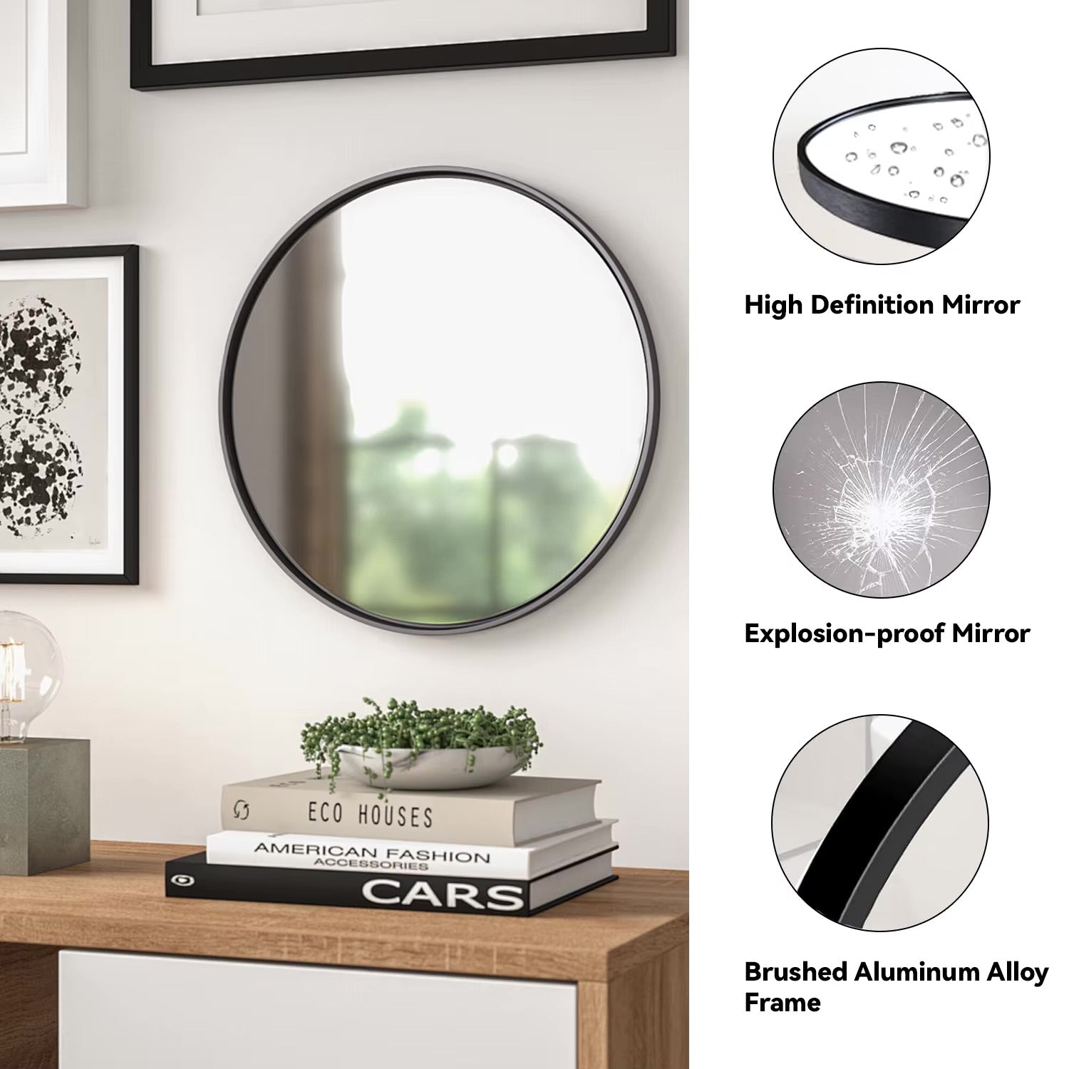 Black Round Wall Mirror